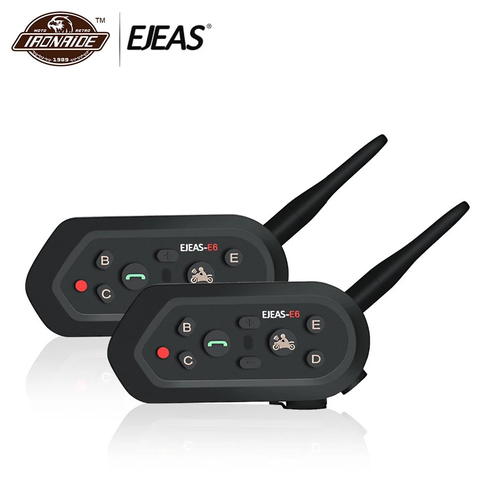 EJEAS 2 комплекта Intercomunicadores De Casco Moto шлем Bluetooth гарнитура мотоциклетный Домофон Шлем Интерком для 6 райдеров