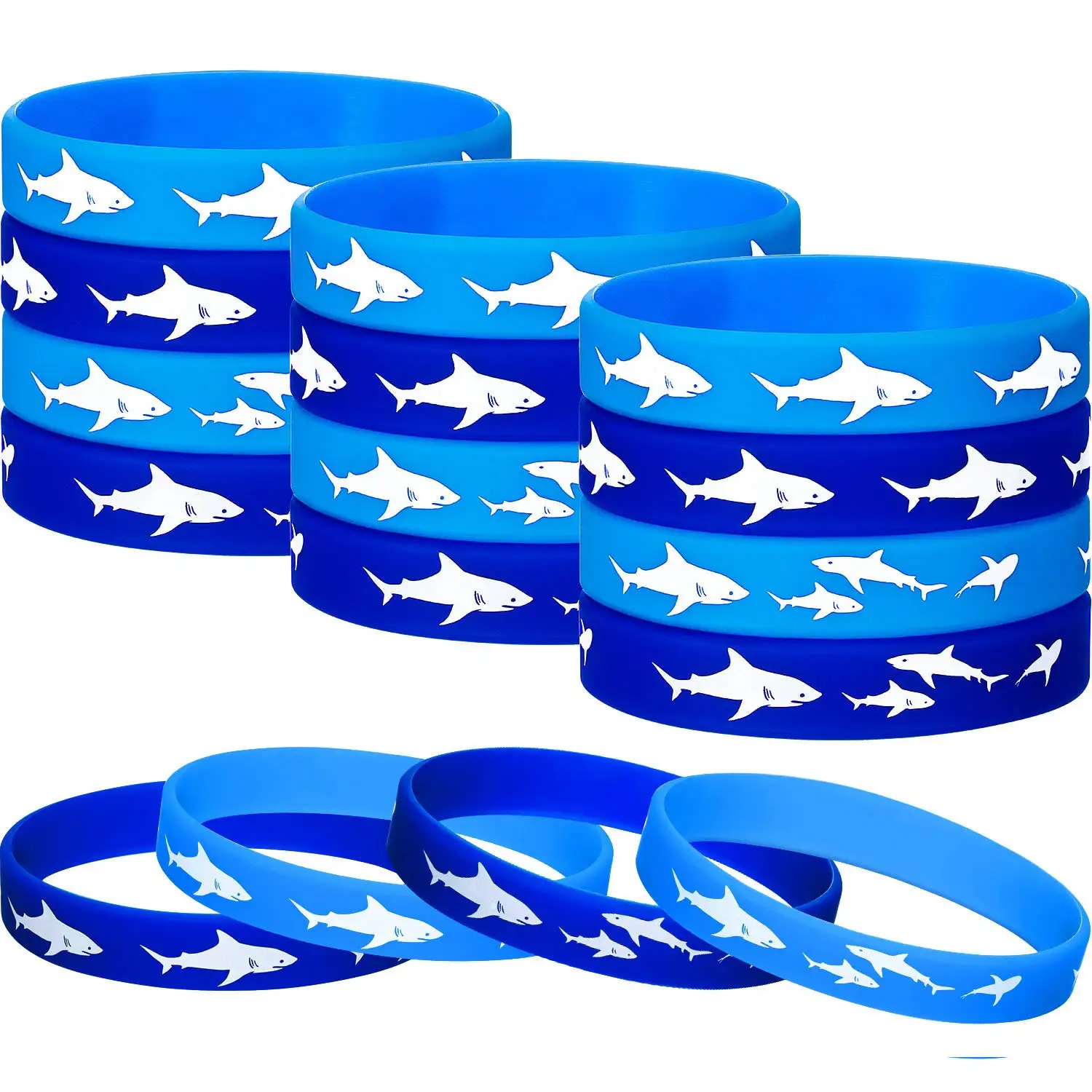 24 Pieces Shark Party Favors Rubber Wristbands Bracelet  Under the Sea  Shark Birthday Party Favors Supplies Gift Decorations