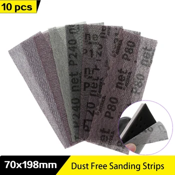 

10pcs 198x70mm Sanding Mesh Dust-free Sanding Strips Anti-blocking Velcro Sandpaper Abrasive 80-400 Grit for Mirka Sander