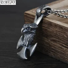 925 серебряное ожерелье с подвеской в виде орла, Настоящее серебро, подвеска в виде креста орла, Мужская подвеска, ювелирные изделия в стиле панк