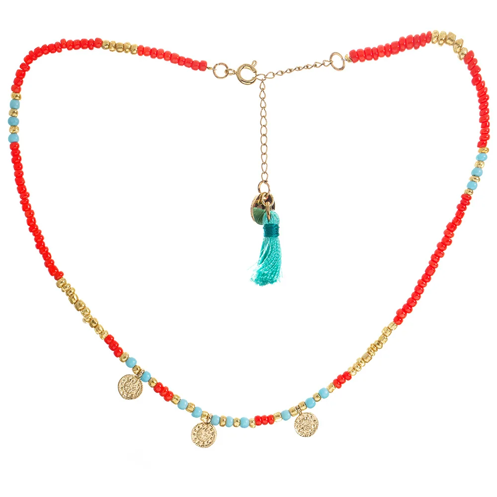 Boho модное женское короткое ожерелье колье ожерелье s маленькая акриловая подвеска из золотых монет на заказ ожерелье женский аксессуар NKS227