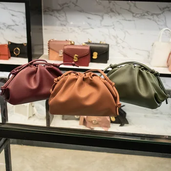 

Women's Bag 2020 New Style Cloud Bag Soft Leather Dumplings Messenger Bag Pleated Clutch Bag Women's Leather Bags