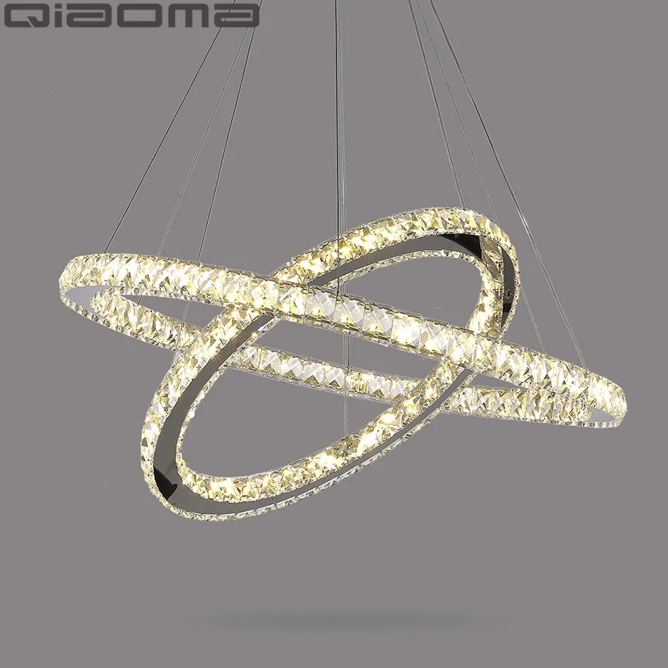 Диммируемый Алмазный 2 кольца светодиодный хрустальный подвесной светильник