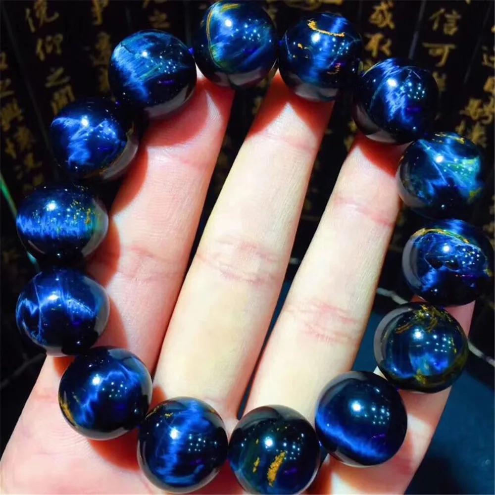 

13mm Top Natural Blue Pietersite Bracelet For Woman Man Firework Energy Power Stone Namibia Round Beads Stretch Jewelry AAAAA
