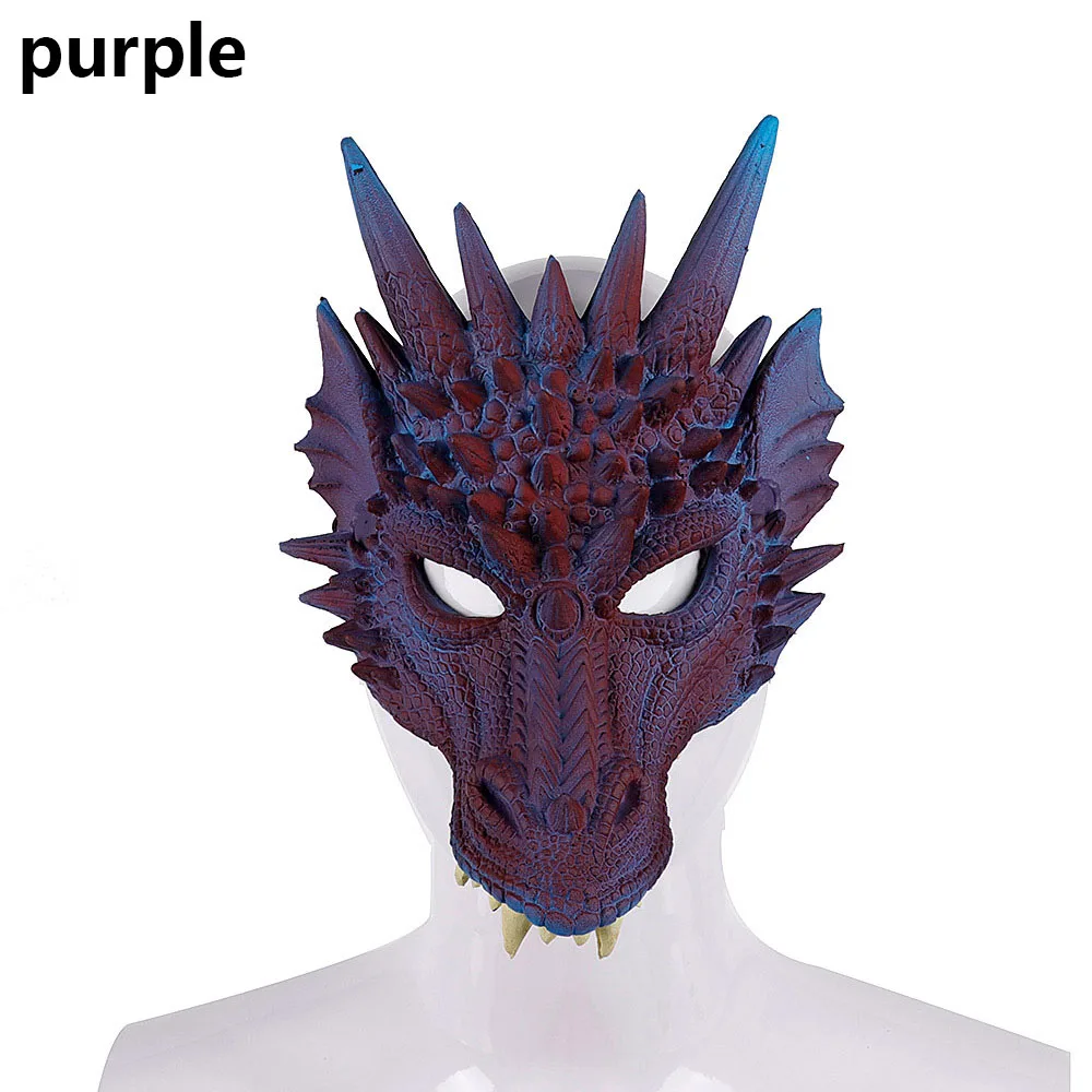 purple Страшная маска для косплея дракона на Хэллоуин, мягкие Вечерние Маски из пенополиуретана на все лицо для взрослых на Хэллоуин, Рождество, Год, вечерние принадлежности - Цвет: purple