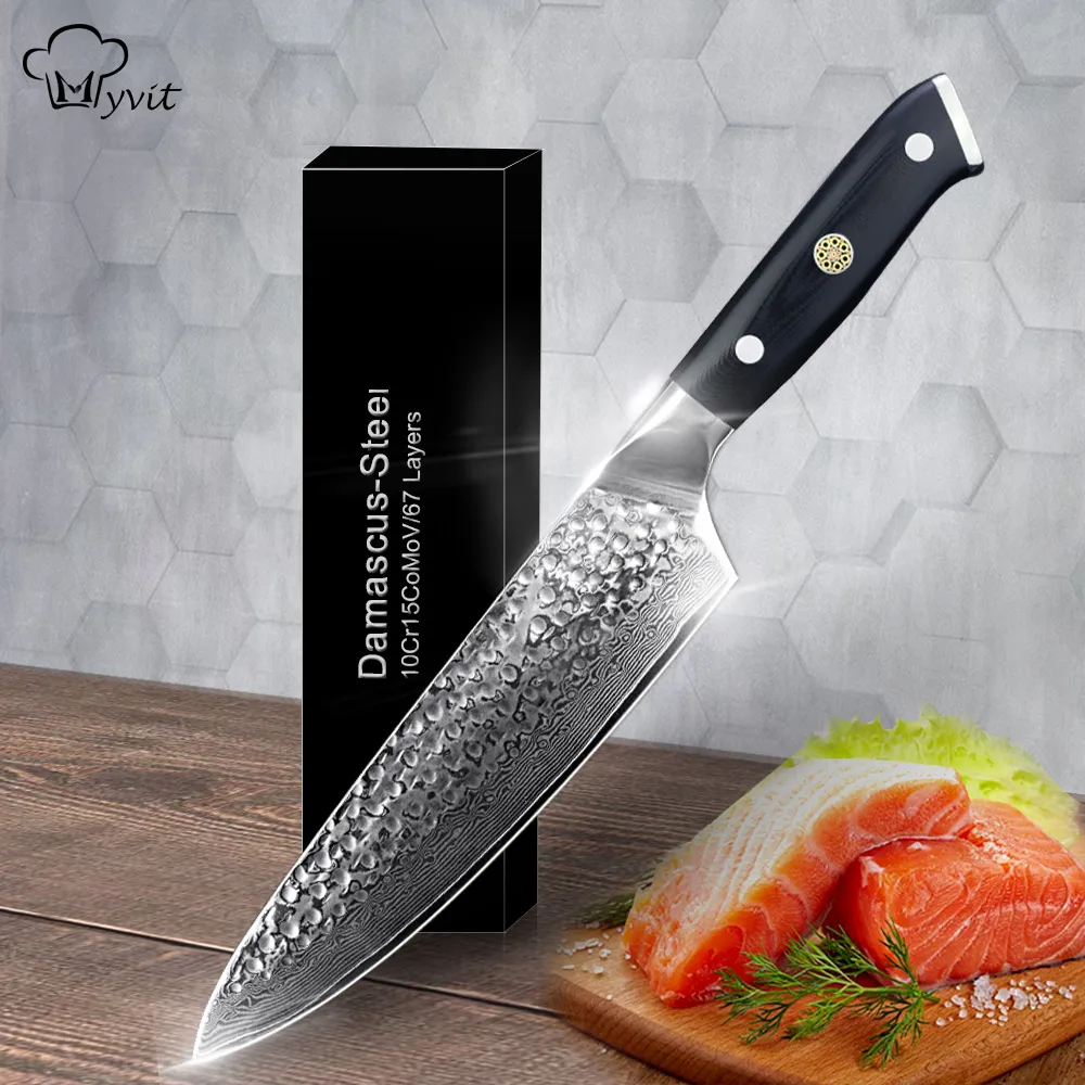 

Damascus Knives Chef Knife Japanese Kitchen Knife Damascus VG10 67 Layer Stainless Steel Knives Ultra Sharp G10 Handle