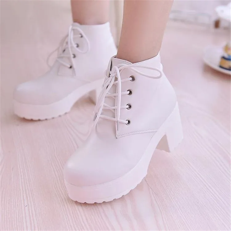 

New Style Special Offer Spring And Autumn Thick Bottomed Platform Short Boots Cross Straps High-Heel Martin Boots Punk Chunky-He