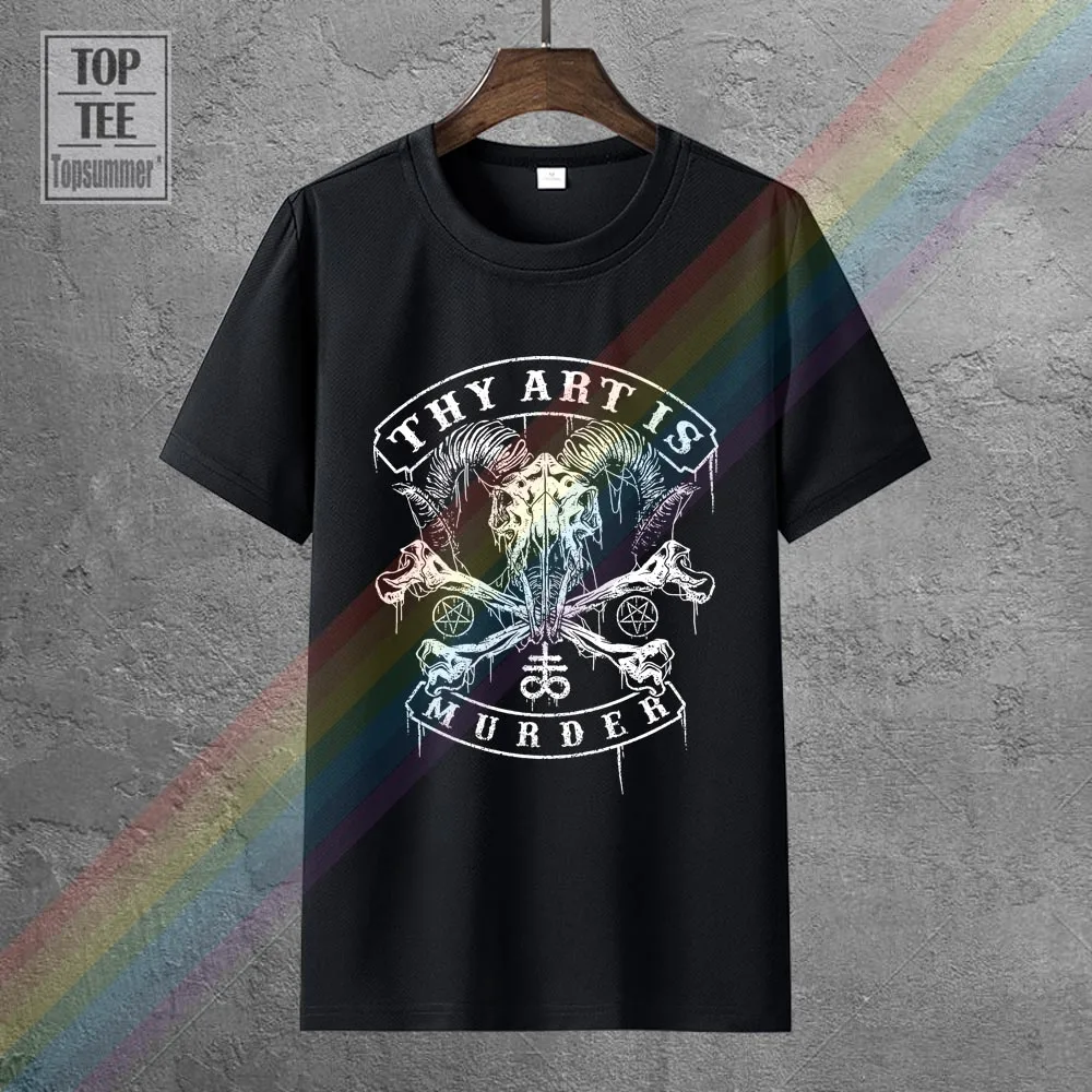 

Thy Art Is Murder Men'S Baphomet Skull T-Shirt Black Print Men Short Sleeve Clothing Top Tee Male Battery Funny Cotton T Shirt