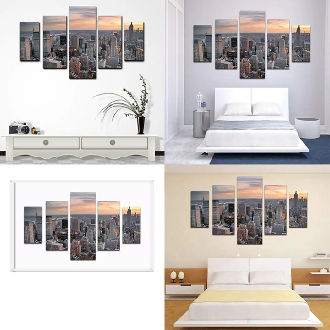 5 шт. настенные художественные рисунки украшения дома городской город живопись