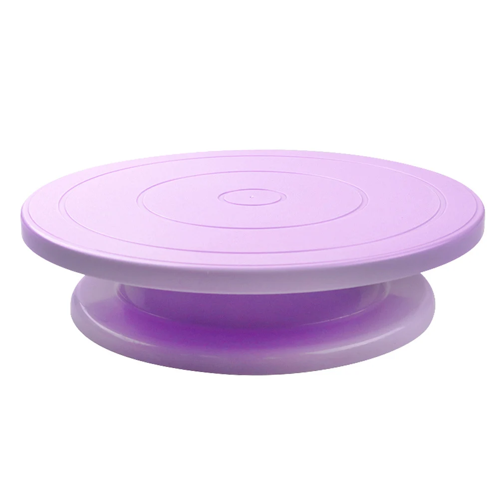 Пластиковая тарелка для торта вращающаяся противоскользящая круглая подставка для торта украшение поворотный стол кухонная сковородка "сделай сам" инструмент для выпечки - Цвет: Фиолетовый