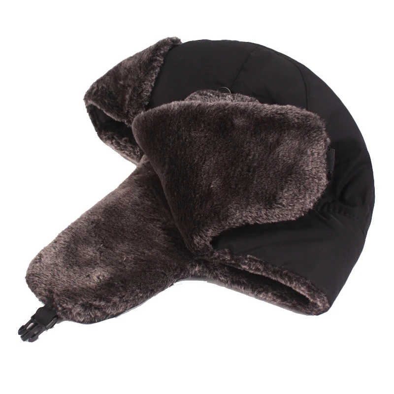Winter Hat Earflap Hat Faux Fur Hat Female Winter Ear Protection Adjustable Ushanka Hat Unisex Russian Ski Solid Fluffy Faux Fur Cap Fashionthick Warm Caps