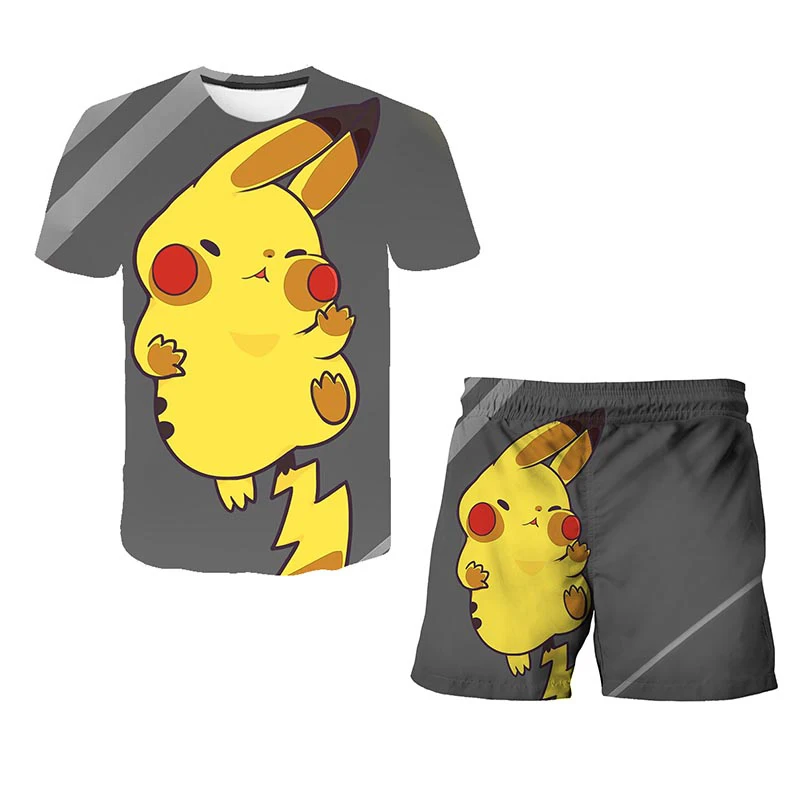 2022 New Children Sets Summer 3D Cartoon Suits Cute girl T Shirt Boys Girls Top + shorts 2pcs Sets Children Fashion Sets 4-14 Y