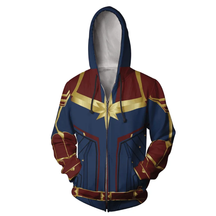 3D Printed Captain Carol Danvers Ms Costumes Hoodies Sweatshirts Tracksuit Casual zipper hooded Jacket clothing | Мужская одежда