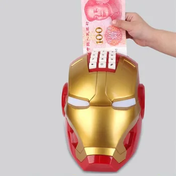 

Cartoon Iron man Piggy Bank Kids Money Box Cash Coin Safe Saving Box Jar alcancias Robot Deposit Machine Moneybox For Children