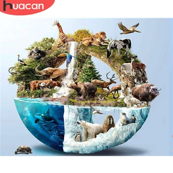 

HUACAN DIY Painting By Numbers Animal Hand Painted Paintings Art Drawing On Canvas Bear Gift Pictures By Number Home Decor