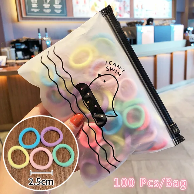 50/100/200 Pcs/Bag Children Cute Candy Cartoon Solid Elastic Hair Bands Girls Lovely Srunchies Rubber Bands Kid Hair Accessories Mix 2-100 Pcs-Bag