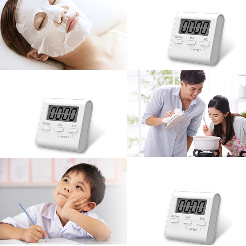 Digital Timer ABS Mini Alarm Durable Cooking Timer Cooking Alarm AAA White Magnet Consumer Electronics Kitchen Accessories