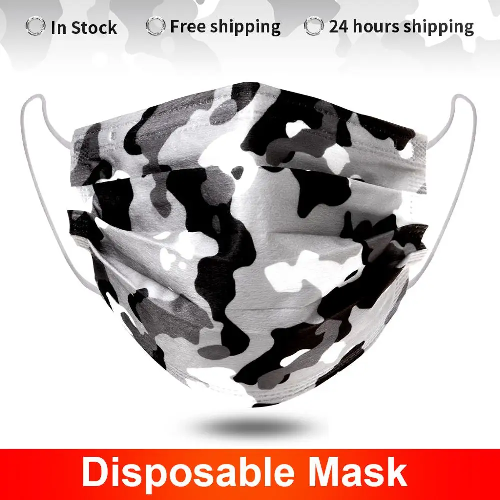 10-200 pces camuflagem máscara protetora descartável filtro de 3 camadas não-tecido respirável adulto máscara de boca protetora mondmasker mascarillas