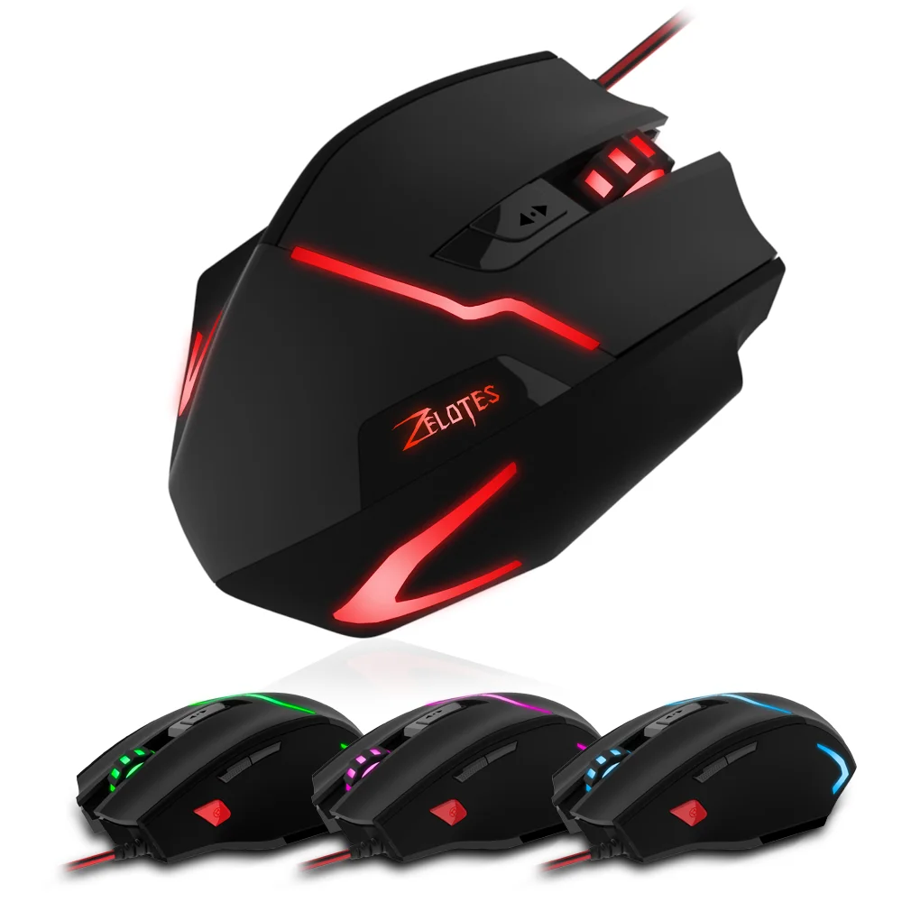 T10 Zelotes 7200 dpi USB Проводная игровая мышь регулируемая USB компьютерная мышь 7 кнопок эргономичная мышь для ноутбука T10 T60 T80 - Цвет: T10