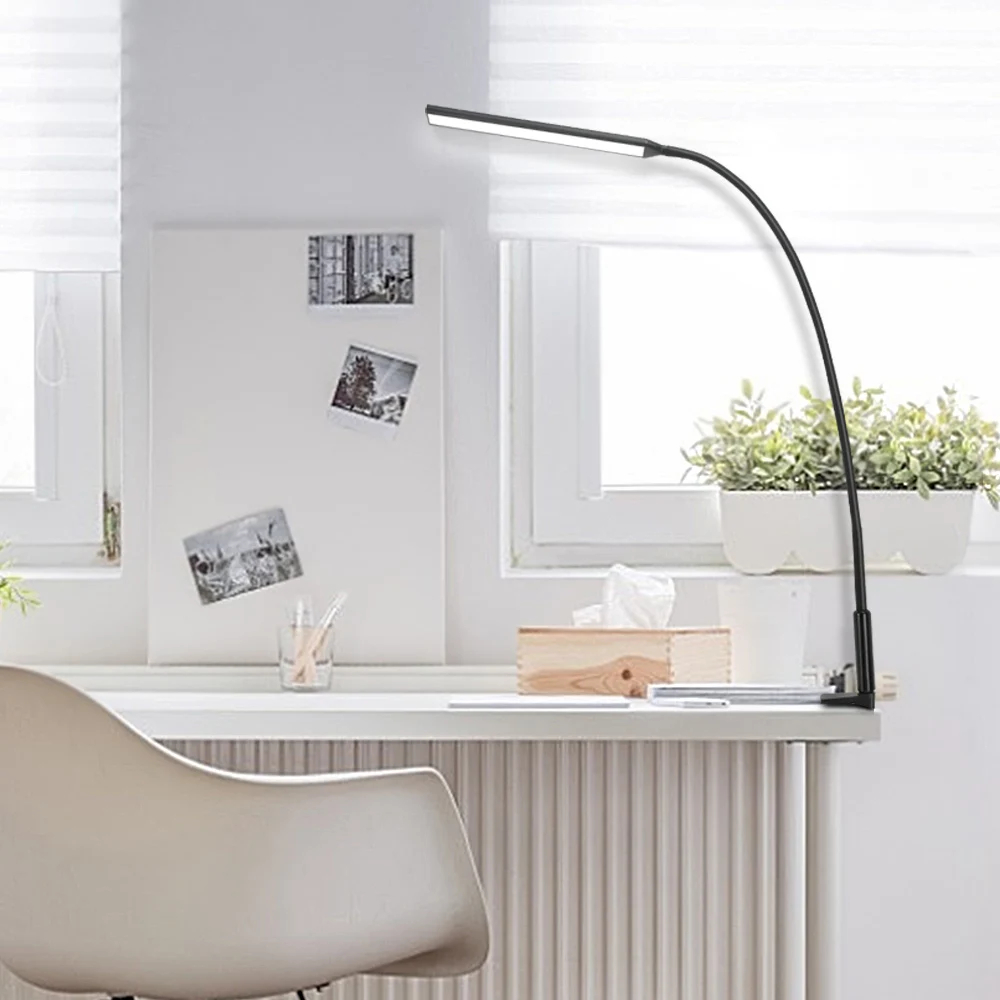 

LED Desk Lamp Eye-protected Table Lamp Clip On Light With Switch 10-Levels Brighness & 3-Levels Colors Reading Book Light