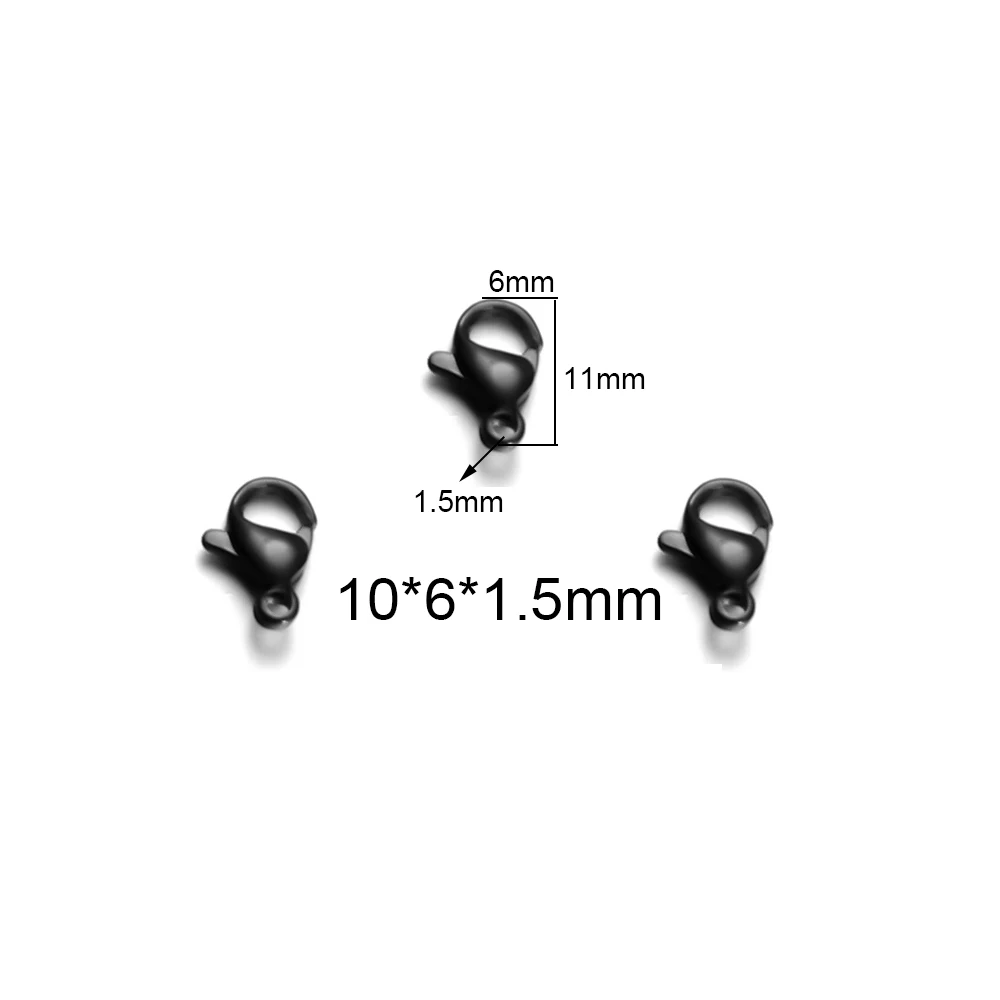 10mm Semitree 25 шт. Нержавеющая сталь золотистый и черный карабины бижутерии, материал для рукоделия Цепочки и ожерелья Аксессуары для изготовления браслетов 9/10/12/15 мм - Цвет: 10mm