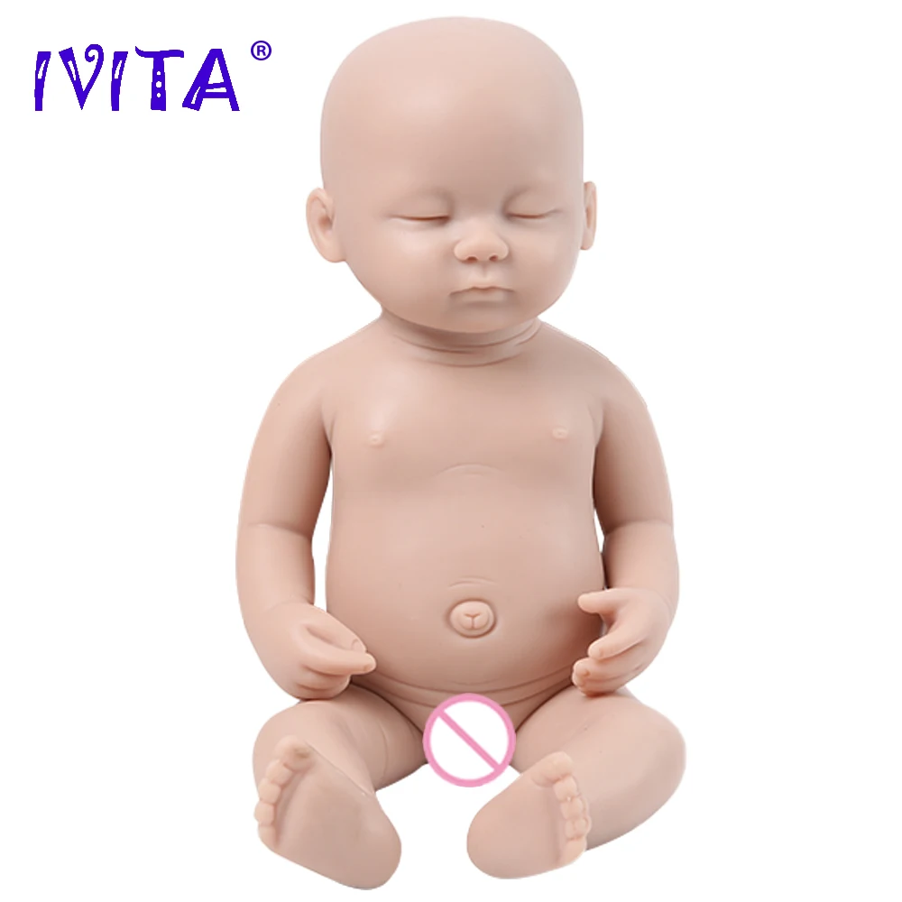 IVITA WG1509 38 см 1800 г закрытые глаза для сна полностью силиконовые куклы новорожденных детей неокрашенные мягкие