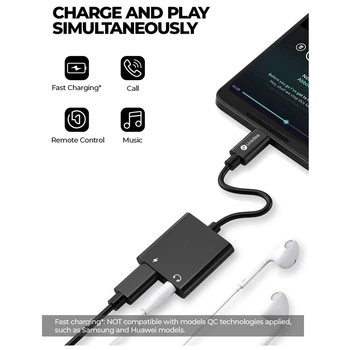 

2In1 USB C to 3.5mm Headphones Adapter, PD Fast Charging, Hi-Res Sound, Compatible with Google Pixel 4/4 XL/3/3 XL/2/2 XL,for Ga