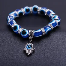 Унисекс винтажные браслеты ручной работы Хамса браслет с дизайном «Фатима» сглаза бисер эластичный пара ювелирный женский браслет Donna