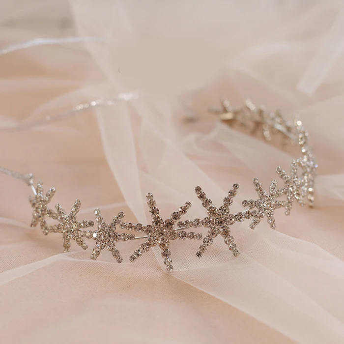Bridal Star Headband Earrings Set Rhinestone Headpiece Wedding Hair Band M8694