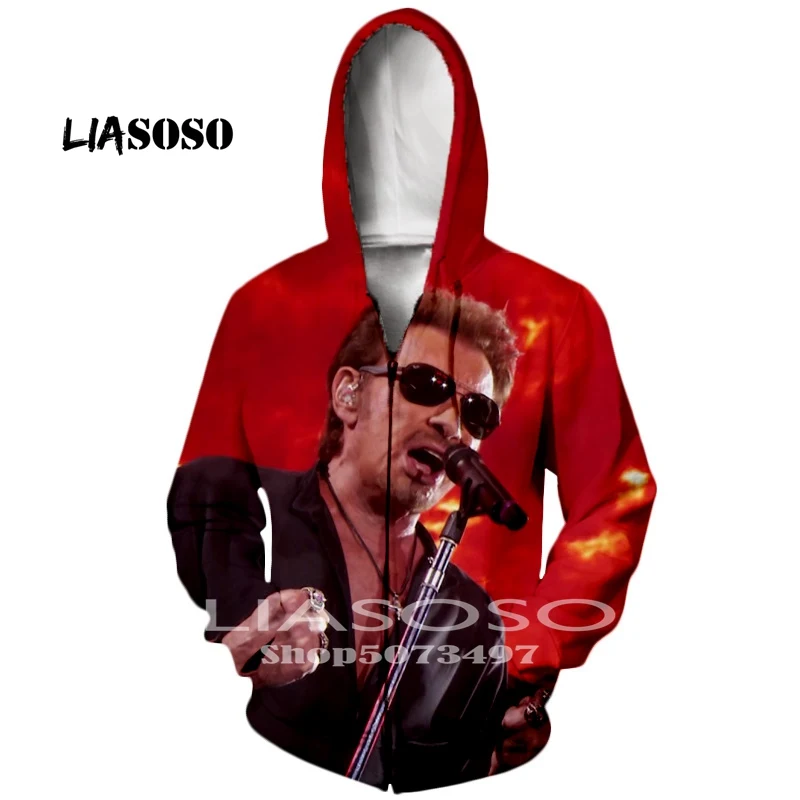 Армейский зеленый LIASOSO, новая модная футболка, толстовки, 3D принт, Джони Халлидей, Франция, Элвиса Пресли, Повседневная Толстовка, унисекс, Харадзюку, футболка, пуловер - Цвет: Армейский зеленый