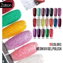 Zation 5 ミリネオンソークオフ UV ジェルポリッシュホログラフィック 19 色のりニスジェルネイルアートポリッシュラッカー(China)