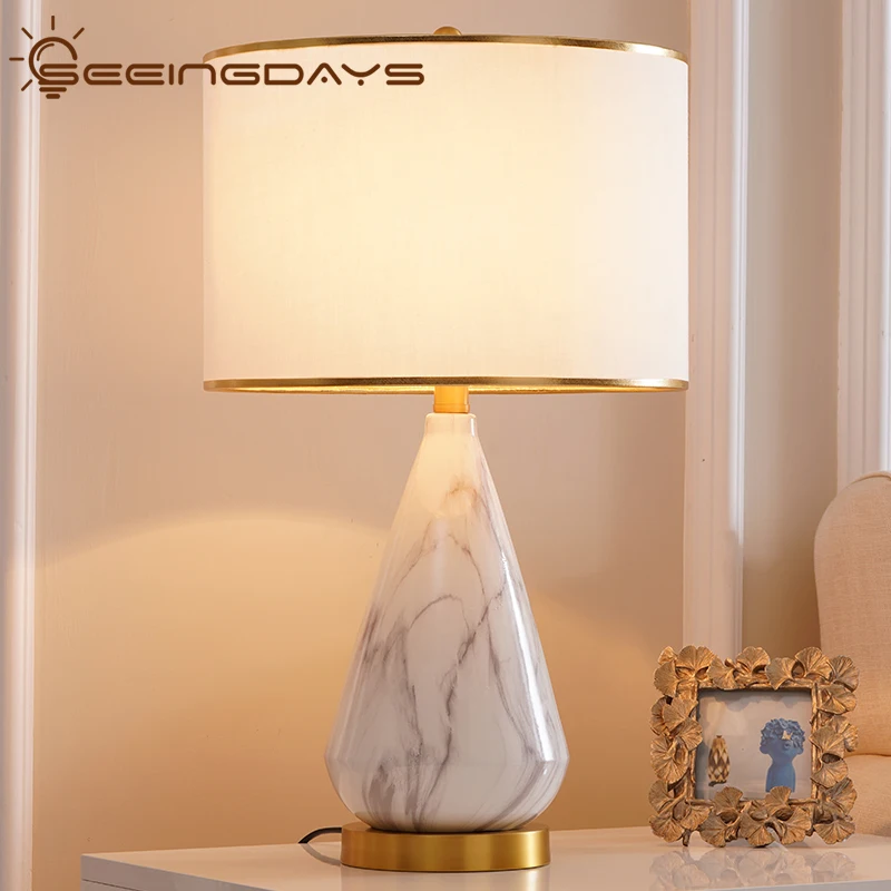 Light Luxury Stone Ceramic Table Lamp Modern Creative Personality Designer Led Table Lamp for Living Room Bedroom Bedside Lamp