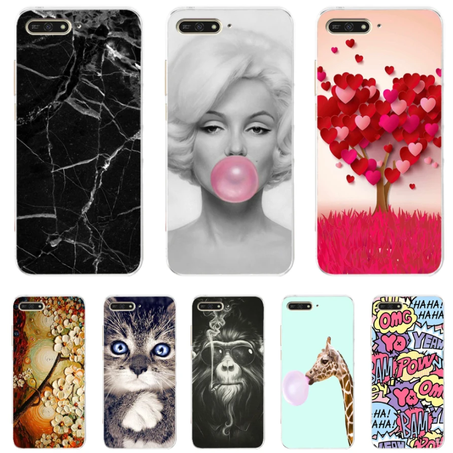 

for Huawei Y6 2018 Case Cover TPU Silicone Soft Rubber Cute Back Phone Cases Cover For Huawei Y6 2018 Bumper y62018 Cases Fudas