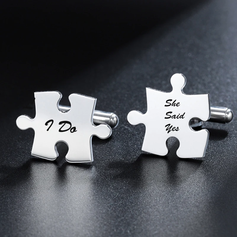 Custom Name Cufflinks /Wedding Puzzle Cufflink Letter Stainless Steel Name Handmade Charm Jewelry Men Gift Not Fade Dropshiping