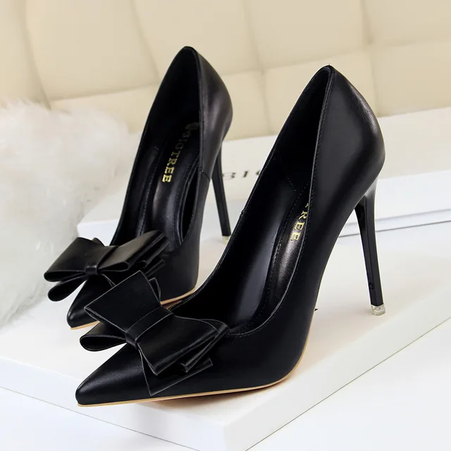 BIGTREE Shoes Bow Woman Pumps Sexy High Heels Shoes Women Stiletto Casual Women Heels Office Shoes Women Basic Pump Ladies Shoes 6