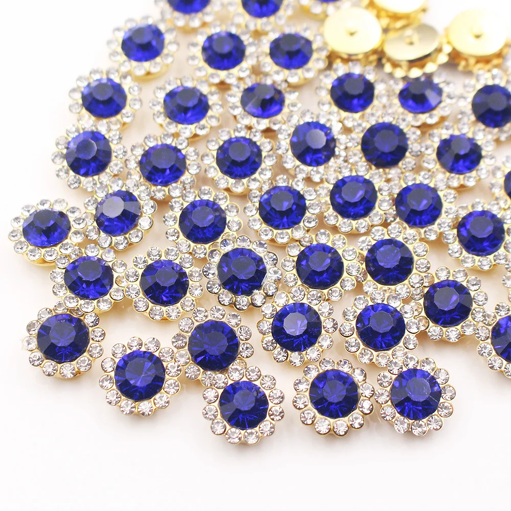 Gold Flower Claw Rhinestones - Glittering Crystal Trim Stones for Garment Crafting and Embellishment