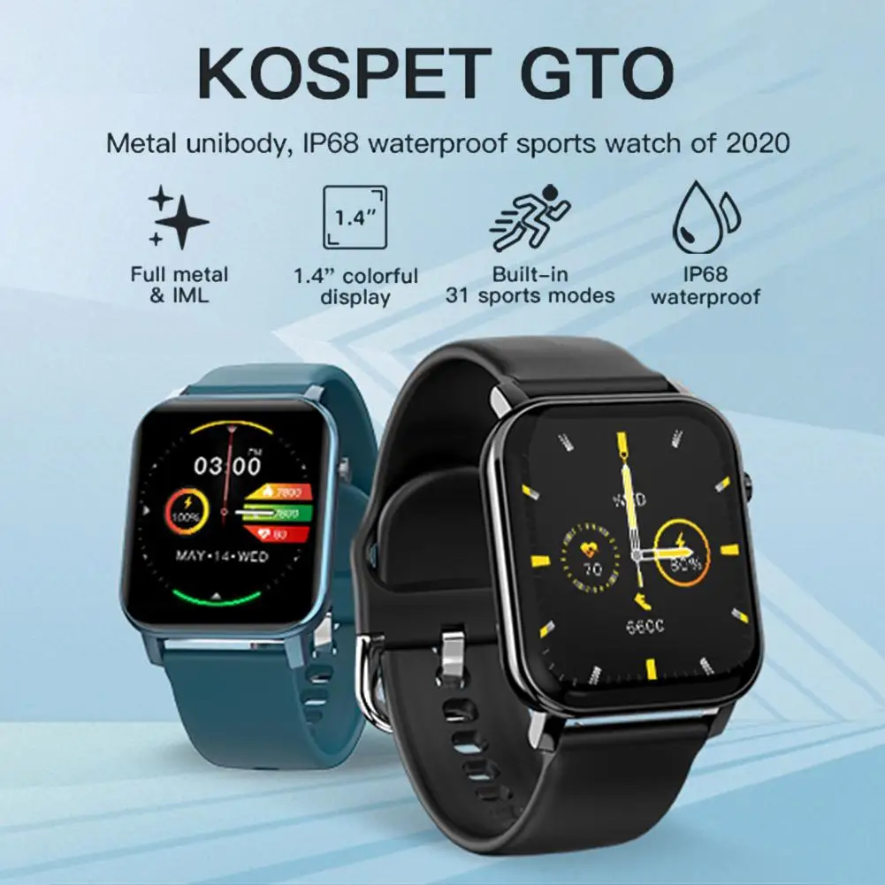 Смарт-часы унисекс KOSPET GTO IP68 с пульсометром Bluetooth | Электроника