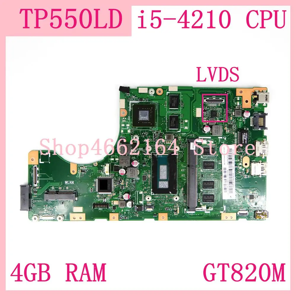  TP550LD Motherboard 4GB RAM i5-4210 CPU GT820M mainboard For ASUS TP550 TP550L TP550LD TP550LJ TP55