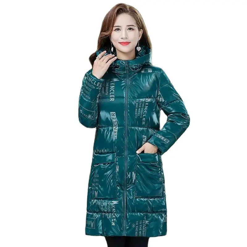 2021 New Fashionable Mothers Winter Wear Mid-length Down Cotton Jacket Women Loose Temperament Padded Cotton Clothes Coat A705