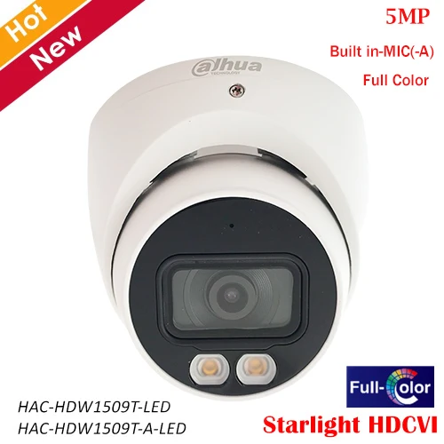 Dahua 5MP полноцветная Звездная камера со встроенным микрофоном (-A) 40 м светодиодное