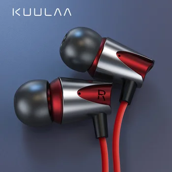 

KUULAA Earphones with Microphone Wired Earbuds in Ear Deep Bass 3.5mm Jack for iPhone 6 5 Xiaomi Samsung Huawei Fone De ouvido