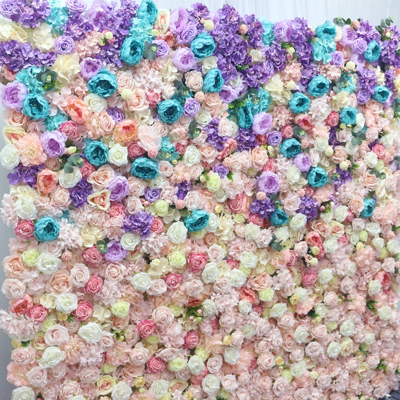 JAROWN 2M by 2M Gradient Colorful Artificial Fake Flower Wall Wedding Background Decoration Large Event Ornament Home Decor Flores (10)