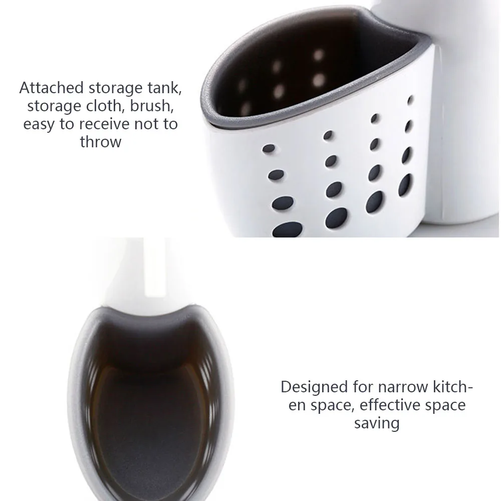 Multifunctional 2 In 1 Soap Bottle &Amp; Sponge Drainboard Plastic Liquid Soap Dispenser Kitchen Bathroom Hand Press Type Dispenser