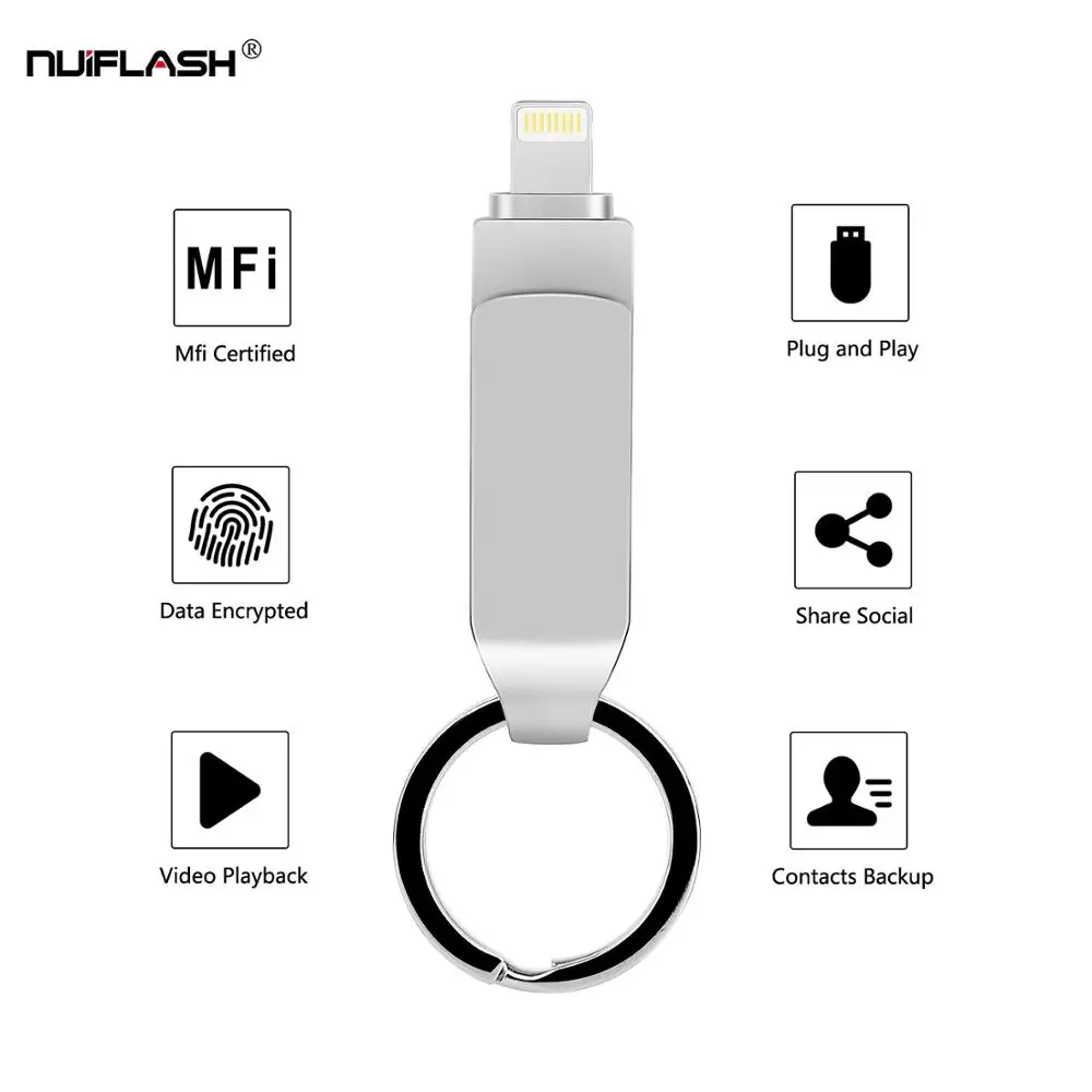 USB флеш накопитель для iPhone X/8/7/7 Plus/6/6s/5/SE/ipad 2 в 1 флешка карта памяти 16 Гб 32 ГБ 64 128 usb