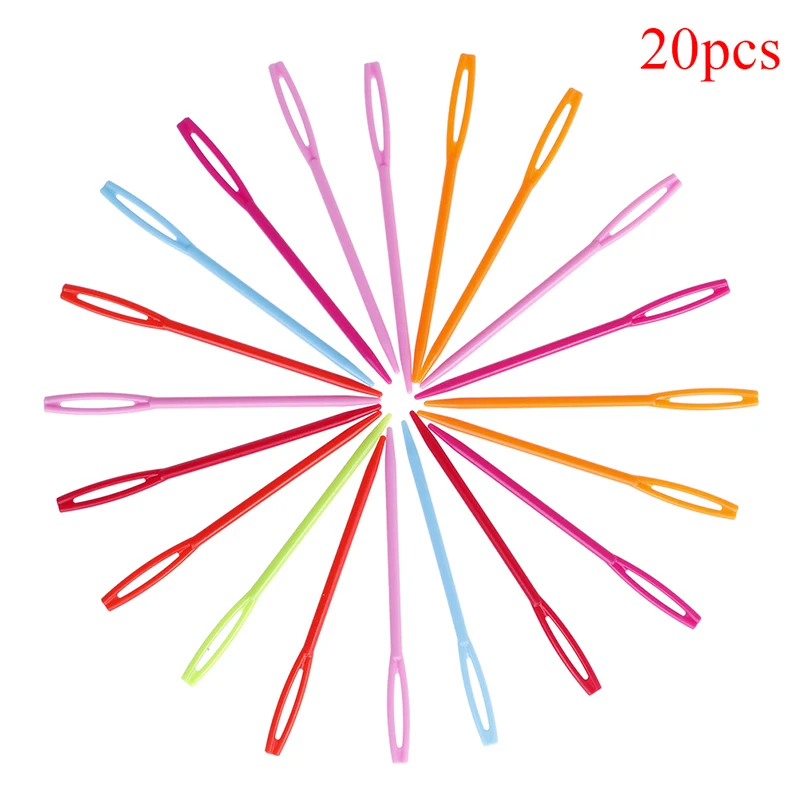 20pcs 20 шт. 7 см пластиковые спицы для вязания крючком Крючки гобелены шерсть спицы для пряжи детей DIY свитер Ткачество инструменты - Цвет: 20pcs
