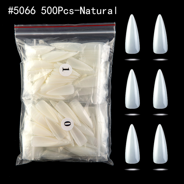 False Nails Stiletto Claw Tips Half Cover Sharp Nails Manicure Acrylic UV Gel Natural Color Long  Fake Nails #0~9size