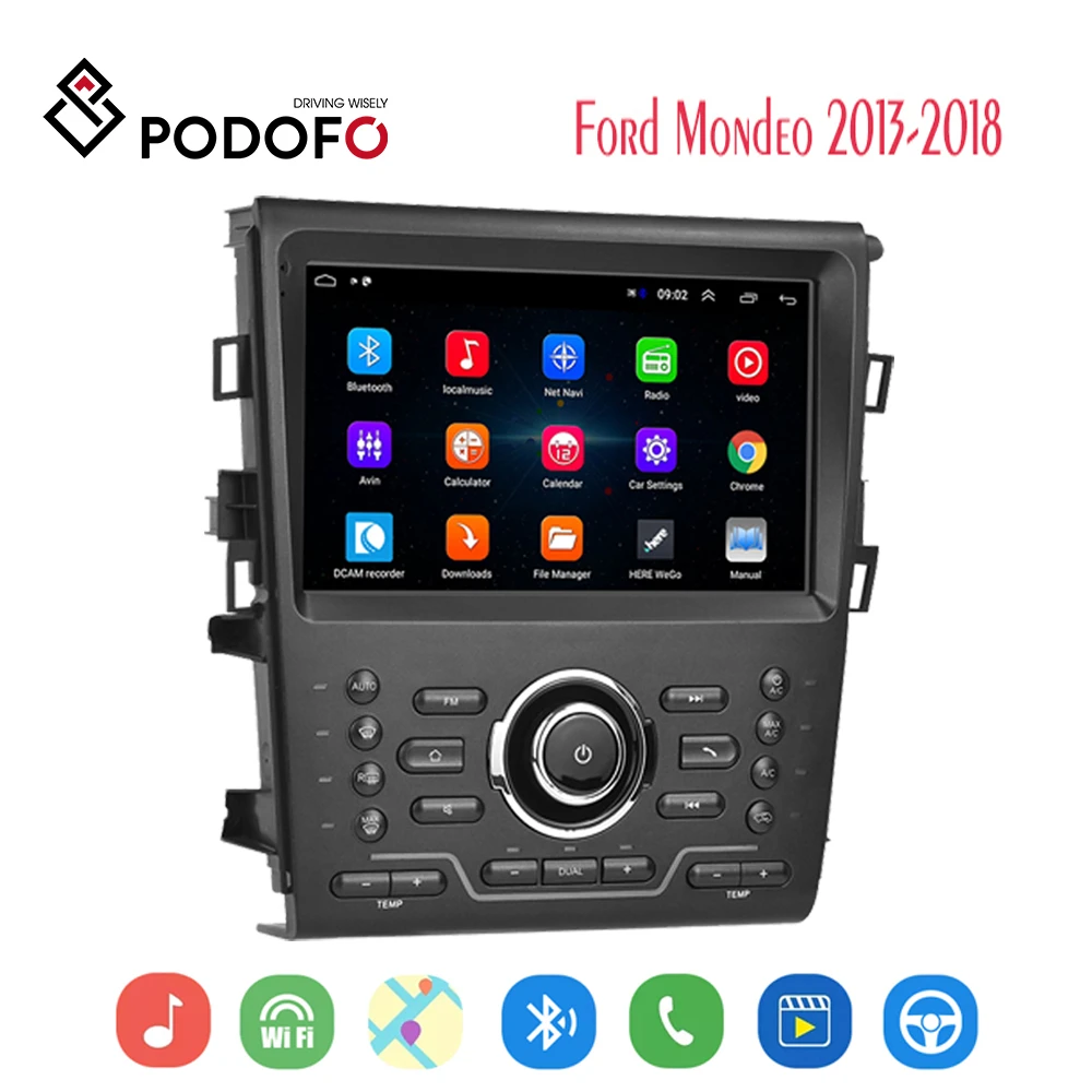 Автомагнитола Podofo 2 Din мультимедийный видеоплеер для Ford Mondeo 2013 2014 2015 2016 2017 2018 GPS