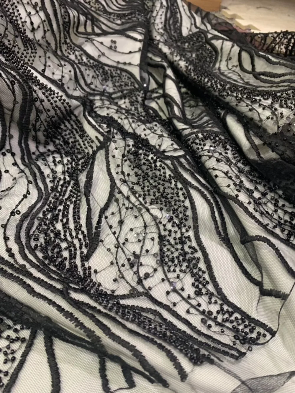 Свадебные кружевные красивые последние популярные африканские тяжелые ручной работы бисерные кружевные ткани для вечерних платьев Winn298u
