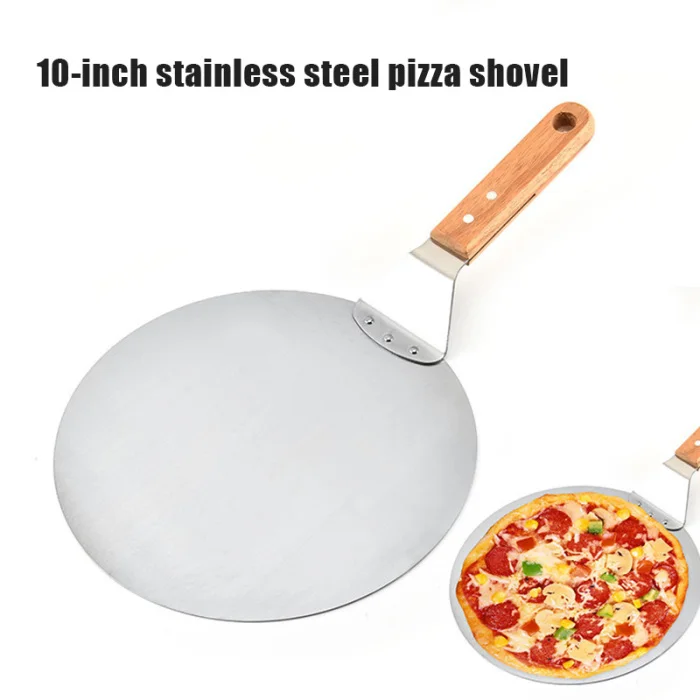 10 дюймовая круглая лопатка для пиццы из нержавеющей стали, лопатка для выпечки, лопатка для кекса, поднос для пиццы, хлебный пирог, весло для пиццы FPing