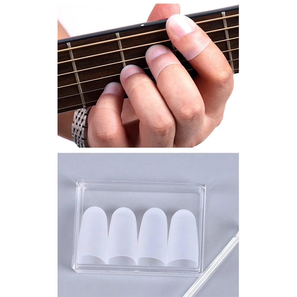 4pcs/set Finger Cots With Transparent Box Guitar Finger Sleeve Anti